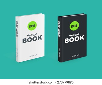 Realistic black and white books on the green background. Realistic book mockups.