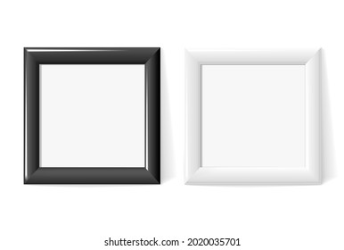 Realistic black and white frames for paintings or photographs. Vector illustration.