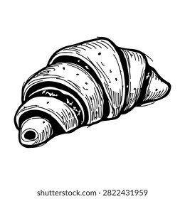 A realistic black and white illustration of a seashell showcasing its spiral structure and textured surface, isolated on a plain background.