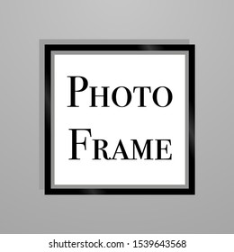 Realistic Black and White photo frame with blank empty space, place. vector illustration, isolated on background. Grey wall gallery. For presentation, text, pictures, interior, decor, design object