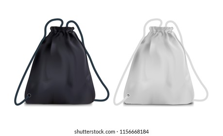 Realistic Black And White Sport Backpack Bag. EPS10 Vector
