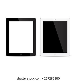 Realistic black and white tablets isolated on white.  Vector EPS10 illustration. 