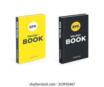 Realistic black and yellow books on the white background. Realistic book mockups.