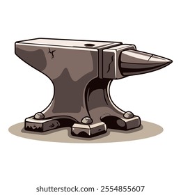 Realistic blacksmith's iron anvil. A template for the design of icons, logos, video games and souvenirs. Isolated on a white background. Vector illustration in a flat cartoon style.