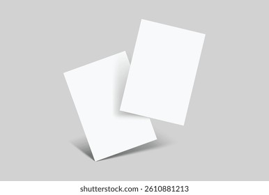 Realistic blank A4 format paper flyer mockup with shadow isolated. Sheet design template for presentation poster, newspaper, flyer, brochure, flier, business card, card, postcard, letter or invitation