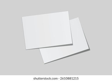 Realistic blank A4 format paper flyer mockup with shadow isolated. Sheet design template for presentation poster, newspaper, flyer, brochure, flier, business card, card, postcard, letter or invitation