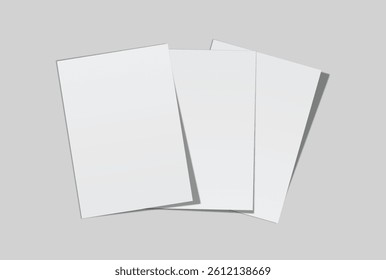 Realistic blank A4 format paper flyer mockup with shadow isolated. Sheet design template for presentation poster, newspaper, flyer, brochure, flier, business card, card, postcard, letter or invitation