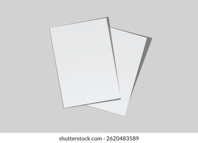 Realistic blank A4 format paper flyer mockup with shadow isolated. Sheet design template for presentation poster, newspaper, flyer, brochure, flier, business card, card, postcard, letter or invitation