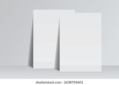 Realistic blank A4 format paper flyer mockup with shadow isolated. Sheet design template for presentation poster, newspaper, flyer, brochure, flier, business card, card, postcard, letter or invitation