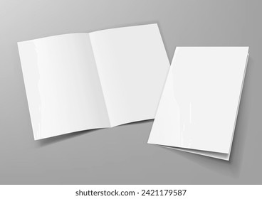 Realistic Blank A4 Half-fold Brochure Mock Up Template. EPS10 Vector