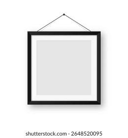 Realistic blank black picture frames collection. Modern poster mockup for artwork, photography, or advertising. Perfect for art galleries, interior decor, and branding. Vector illustration
