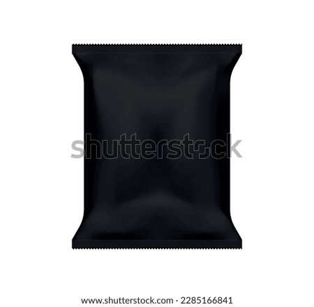 Realistic blank black sachet package vector illustration