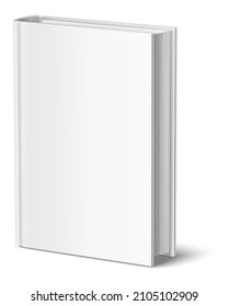 Realistic blank book. Standing hardcover mockup. Cover presentation template