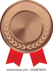Vector de medalla de bronce en blanco realista, premio de bronce en blanco con cinta, premio, premio de desafío de bronce, ganador de medalla en blanco, trofeo, ganador de moneda de bronce