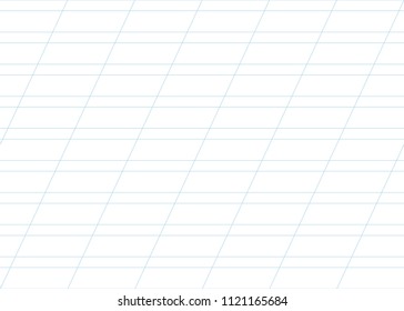 Realistic blank calligraphy practice paper seamless background. Vector pattern of lined school copybook paper