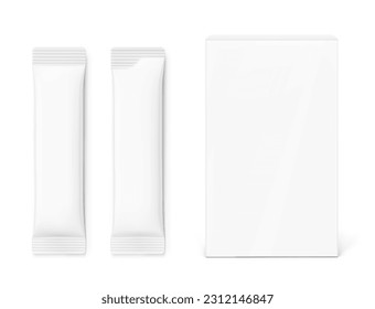 Caja de cartón en blanco realista con mofa de palos. Vista frontal. Ilustración vectorial aislada en fondo blanco. Puede ser utilizado para alimentos, medicinas, cosméticos, etc. EPS10.	