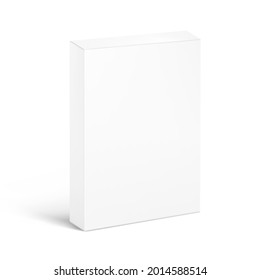 Realistic blank cardboard packaging box mockup. Vector illustration isolated on white background. Can be use for medicine, food, cosmetic and other. Ready for your design. EPS10.	