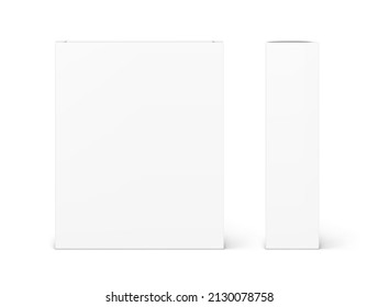 Realistic blank cardboard packaging box mockup. Vector illustration isolated on white background. Can be use for food, medicine, cosmetic and other. Perfect for final pack shot. EPS10.	