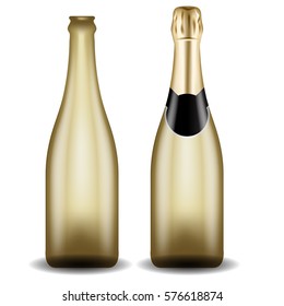 Realistic Blank Champagne Bottle : Vector Illustration