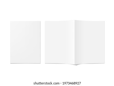 Realistic Blank Clear A4 Bifold Paper Brochure. EPS10 Vector