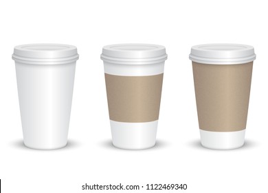 realistic blank coffee cup set isolated.