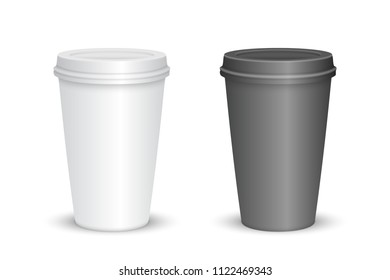 realistic blank coffee cup set isolated.