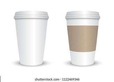 realistic blank coffee cup set isolated.