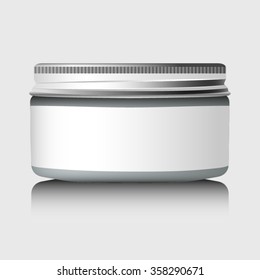 Realistic blank cosmetic container for cream, powder or gel. Package template. Vector mock up.