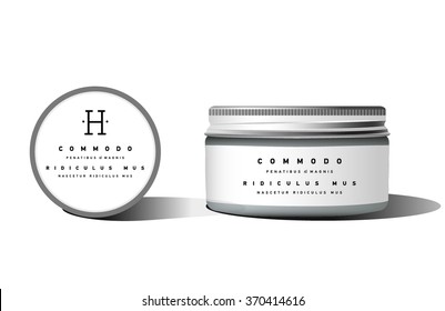 Realistic blank cosmetic container for cream, powder or gel. Package template. Vector mock up.