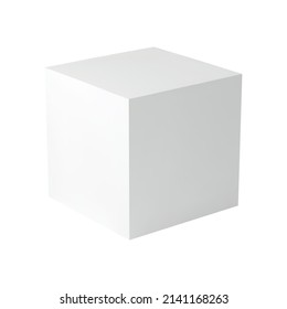 Realistic blank cube basic 3d shape on white background vector illustration