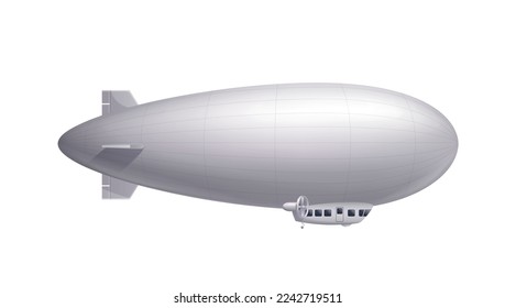 Realistic blank dirigible against white background vector illustration