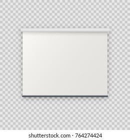 Realistic blank empty vector projection screen projector board mockup template