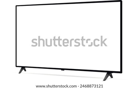 Realistic blank flat screen TV mockup from angled view