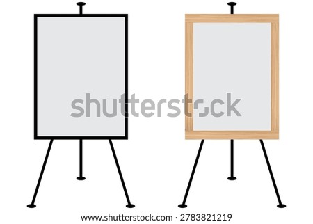 Realistic blank flip chart on tripod easel stand isolated transparent office presentation board.