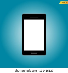 Realistic blank frame smart phone isolated on blue background. Vector illustration