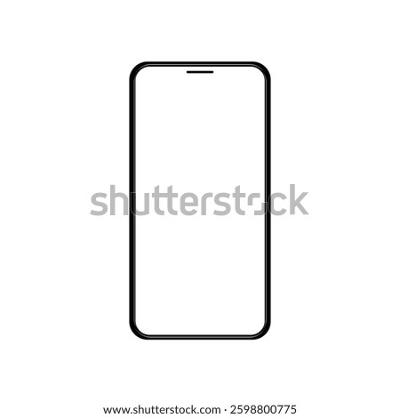 Realistic blank front smartphone model. On white background. Modern design digital device. Vector illustration