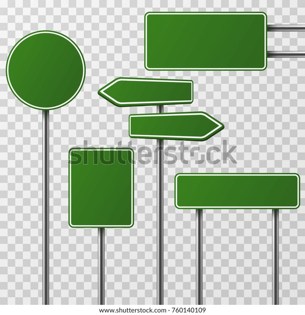Realistic Blank Green Street Road Signs Stock Vector (Royalty Free ...