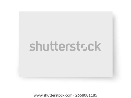 Realistic blank horizontal paper sheet with soft shadow isolated on white background perfect for notes office documents presentations and clean design mockups.