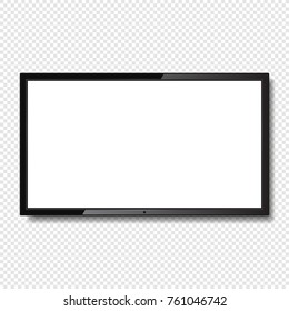 Realistic Blank Led TV Screen on Transparent Background. Vector