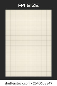 Realistic blank lined paper sheet in A4 format isolated on black background. Notebook or book page.