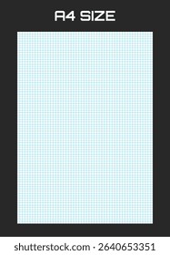 Realistic blank lined paper sheet in A4 format isolated on black background. Notebook or book page.