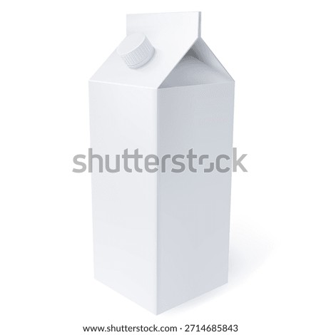 Realistic blank milk and fruit drink container, white mockup for product advertising with a closed lid. Tetra Pak packaging. Packaging icon for branding. Vector illustration. Isolated background.
