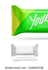 Realistic blank mockup of snack bar. Vector illustration isolated on white background, ready and simple to use for your design. Quickly allow you to present your idea or the finished product. EPS10.
