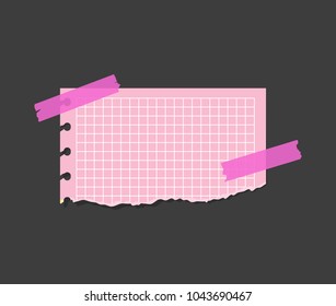 Realistic Blank Note Color Paper with Pink Sticky Adhesive Tape Concept Reminder Board Office for Business Message. Vector illustration