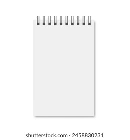 Realistic blank notebook а6 with spiral, template stationery notebook office.