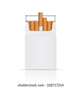 Realistic blank of opened pack of cigarettes isolated on a white background. Perfect for advertising cigarettes