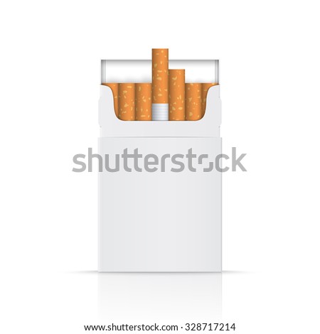 Realistic blank of opened pack of cigarettes isolated on a white background. Perfect for advertising cigarettes