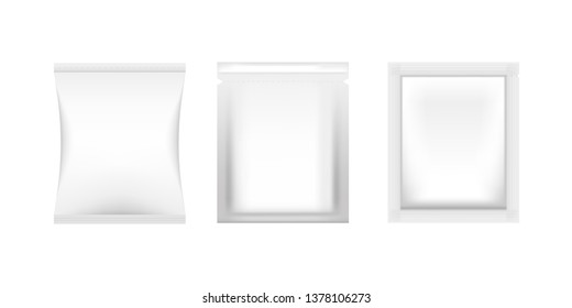 Realistic blank pack mockup. Packaging bag on isolated background. Vector illustration
