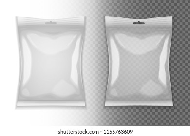 Realistic blank pack templates on transparent background isolated vector illustration 