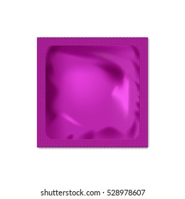 Realistic blank packaging foil wet wipes, food packing or condom template.